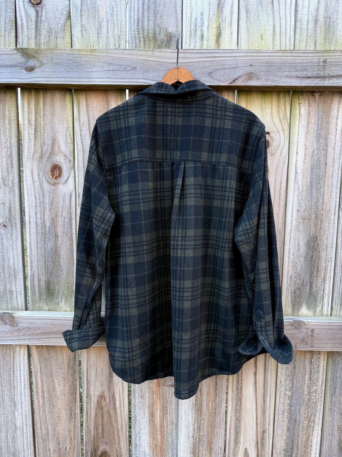 Oversized Dark Green Plaid Button-Up