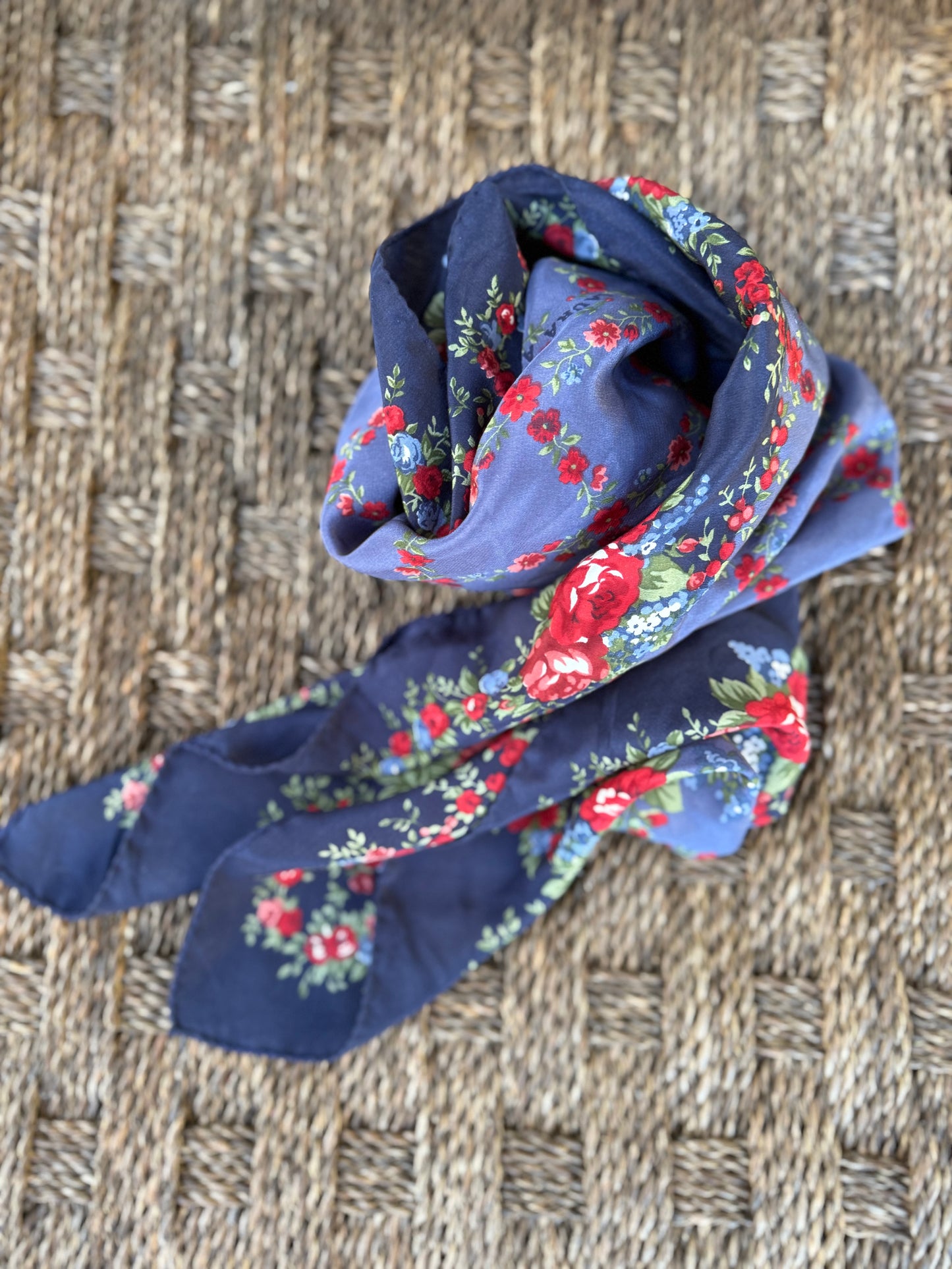 90s Laura Ashley Silk Floral Scarf / Italian Holiday
