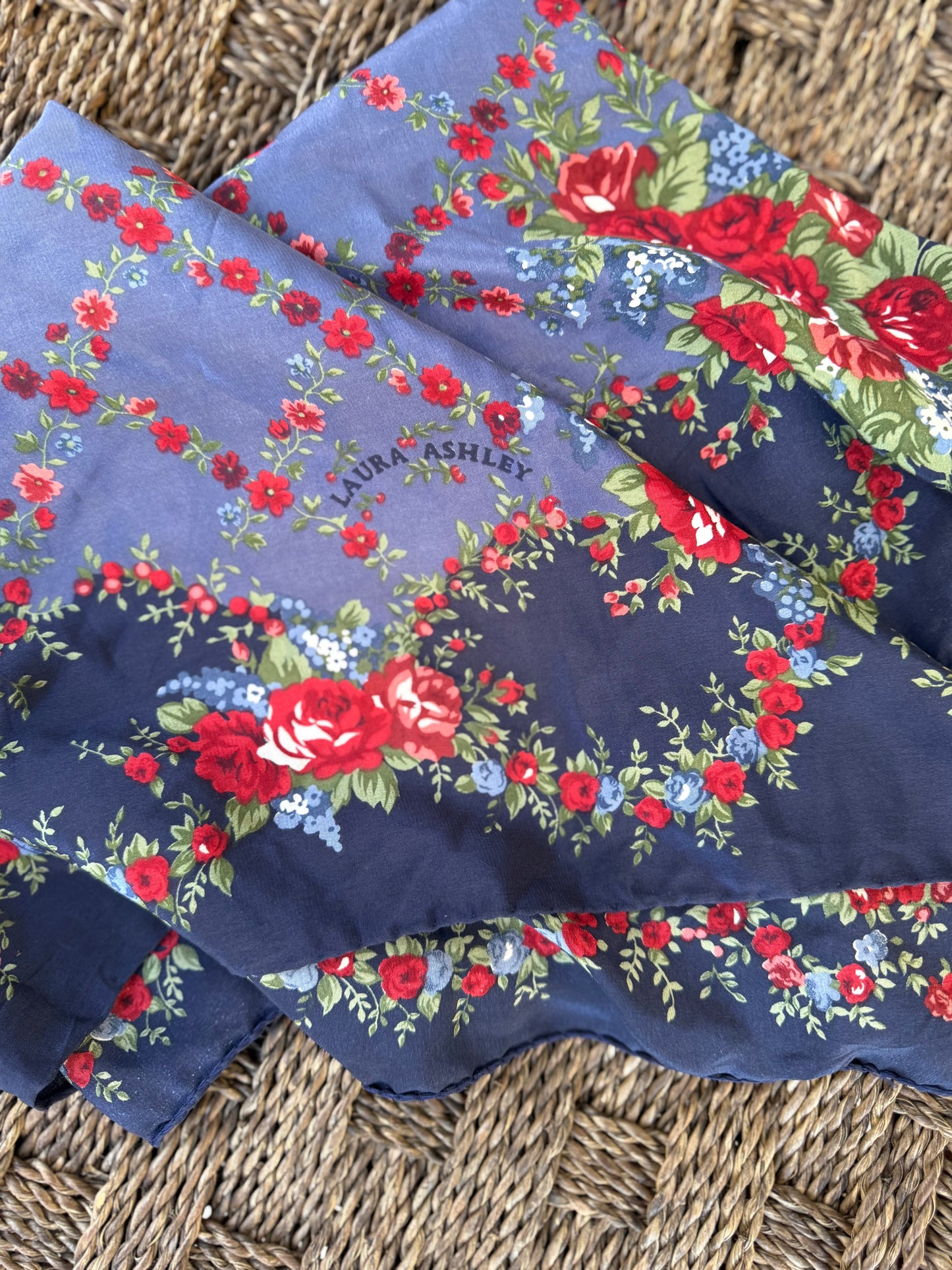 90s Laura Ashley Silk Floral Scarf / Italian Holiday