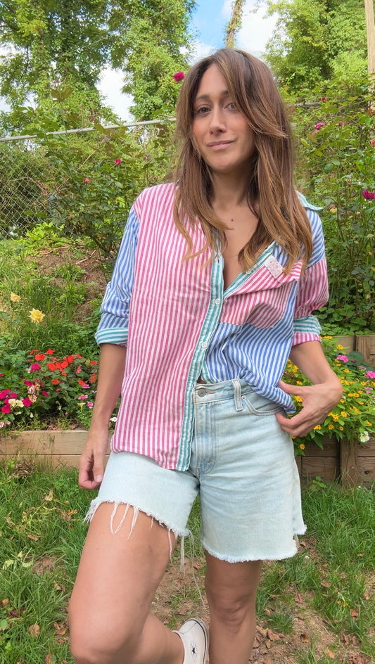 Vintage 90s Earth Angels Colorblock Stripe Shirt