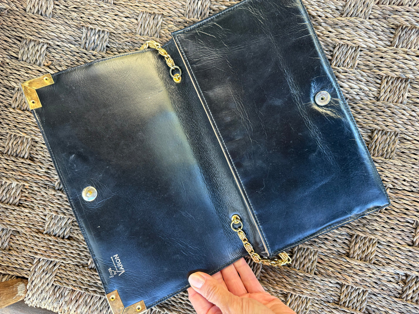 Vintage Etra Snakeskin Clutch with Chain (Old Money Minimalist)