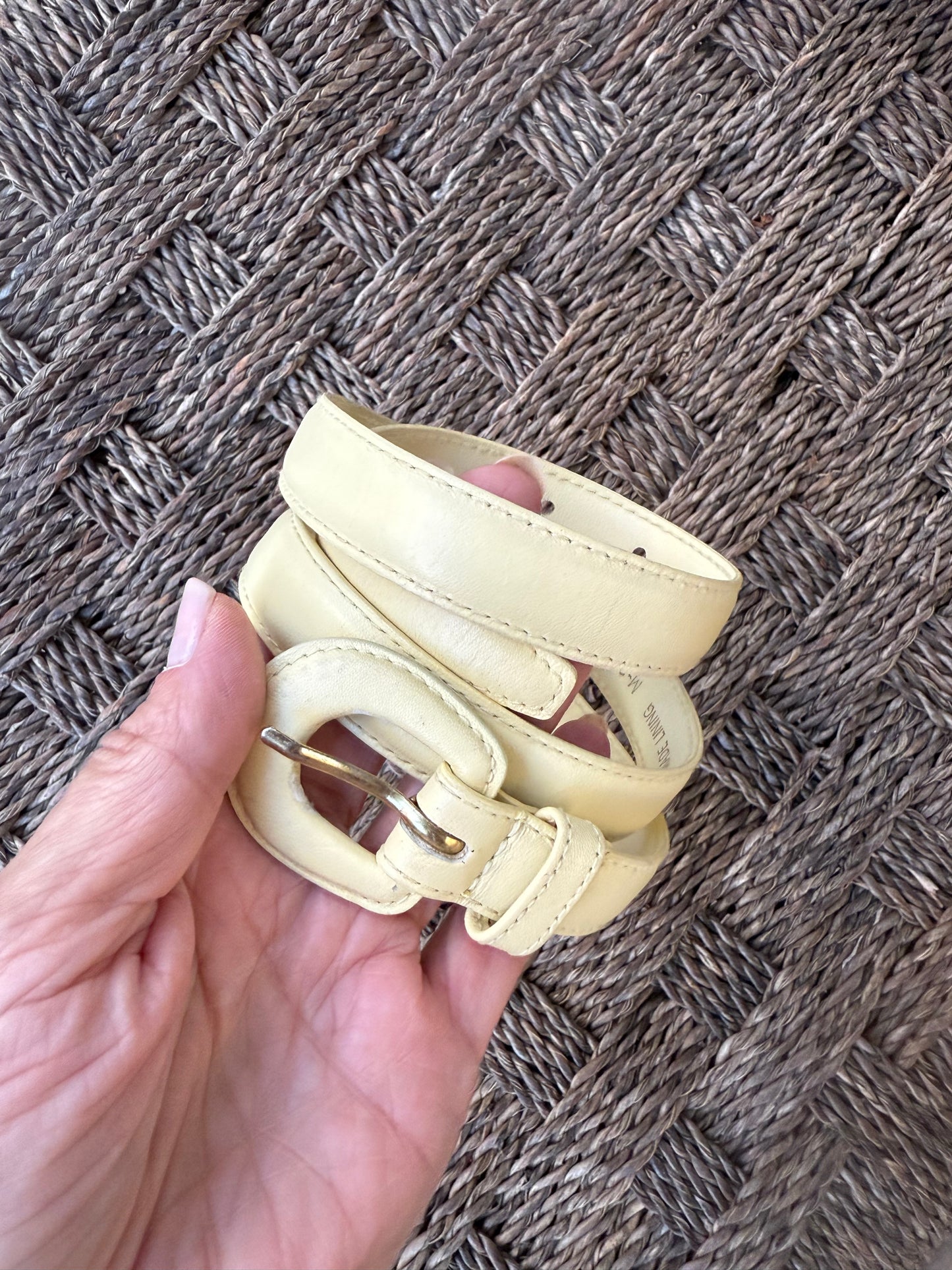 Vintage Pale Butter Yellow Skinny Belt (Soft Italian Café Girl)