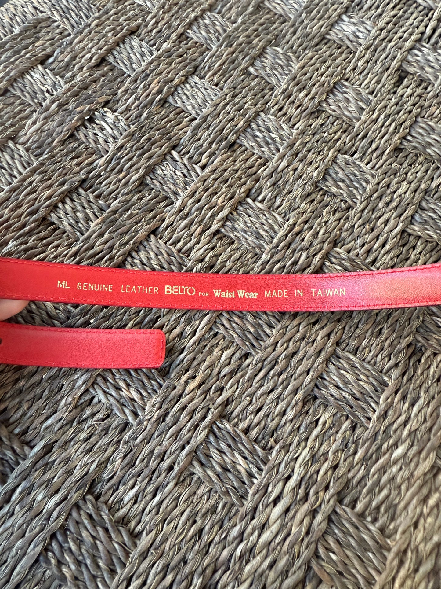 Vintage Red Croc-Embossed Skinny Belt (1990s Prada Pop Energy)