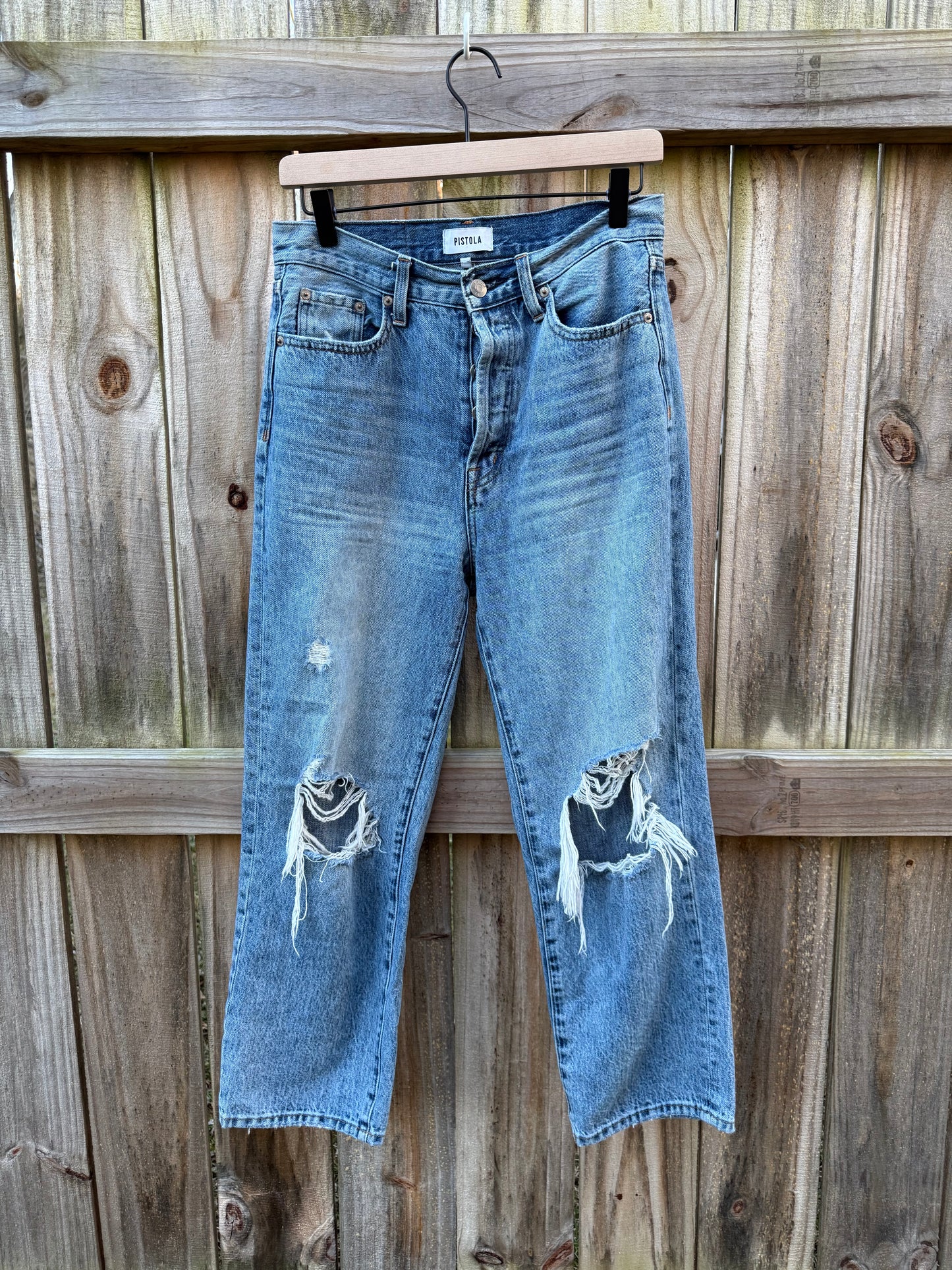 Pistola Cassie Super High Rise Straight Crop – Blossom Distressed