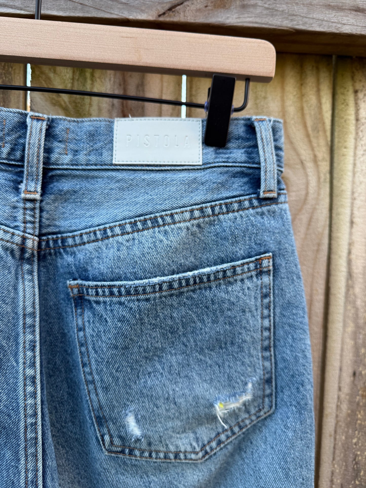 Pistola Cassie Super High Rise Straight Crop – Blossom Distressed