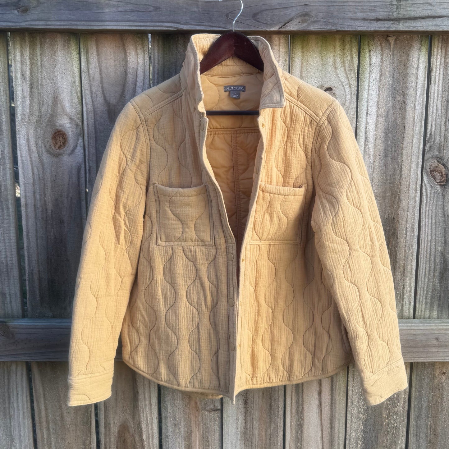 Yellow Quilted Liner Jacket / Lightweight Utility Coat / Minimal Workwear Layer