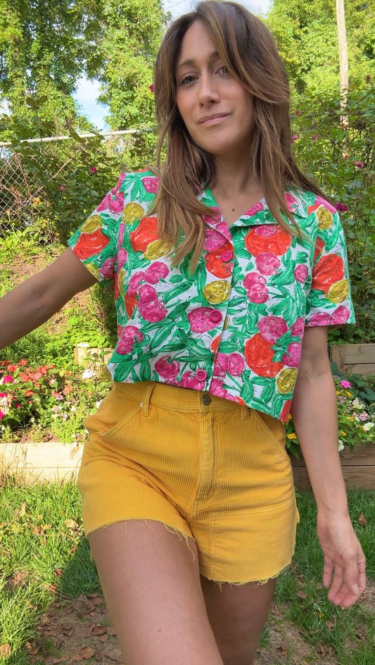 Sunday Honey Citrus Painterly Crop Shirt