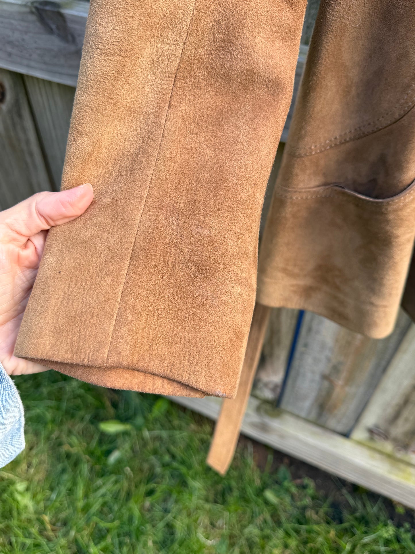 Vintage Zerimar Suede Jacket Tobacco Brown Belted Leather Jacket Size M