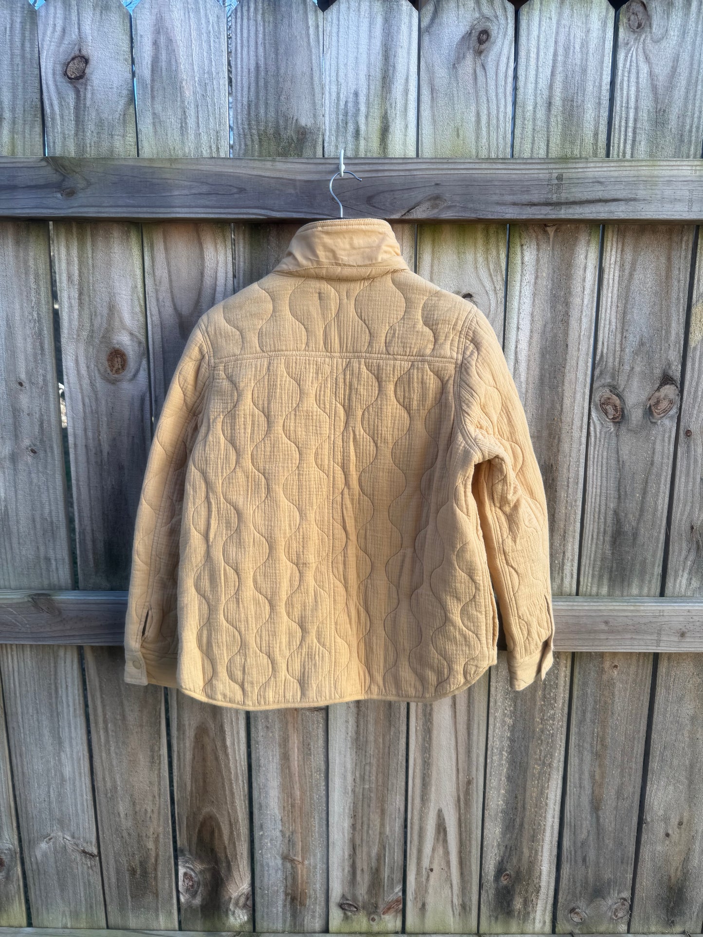 Yellow Quilted Liner Jacket / Lightweight Utility Coat / Minimal Workwear Layer