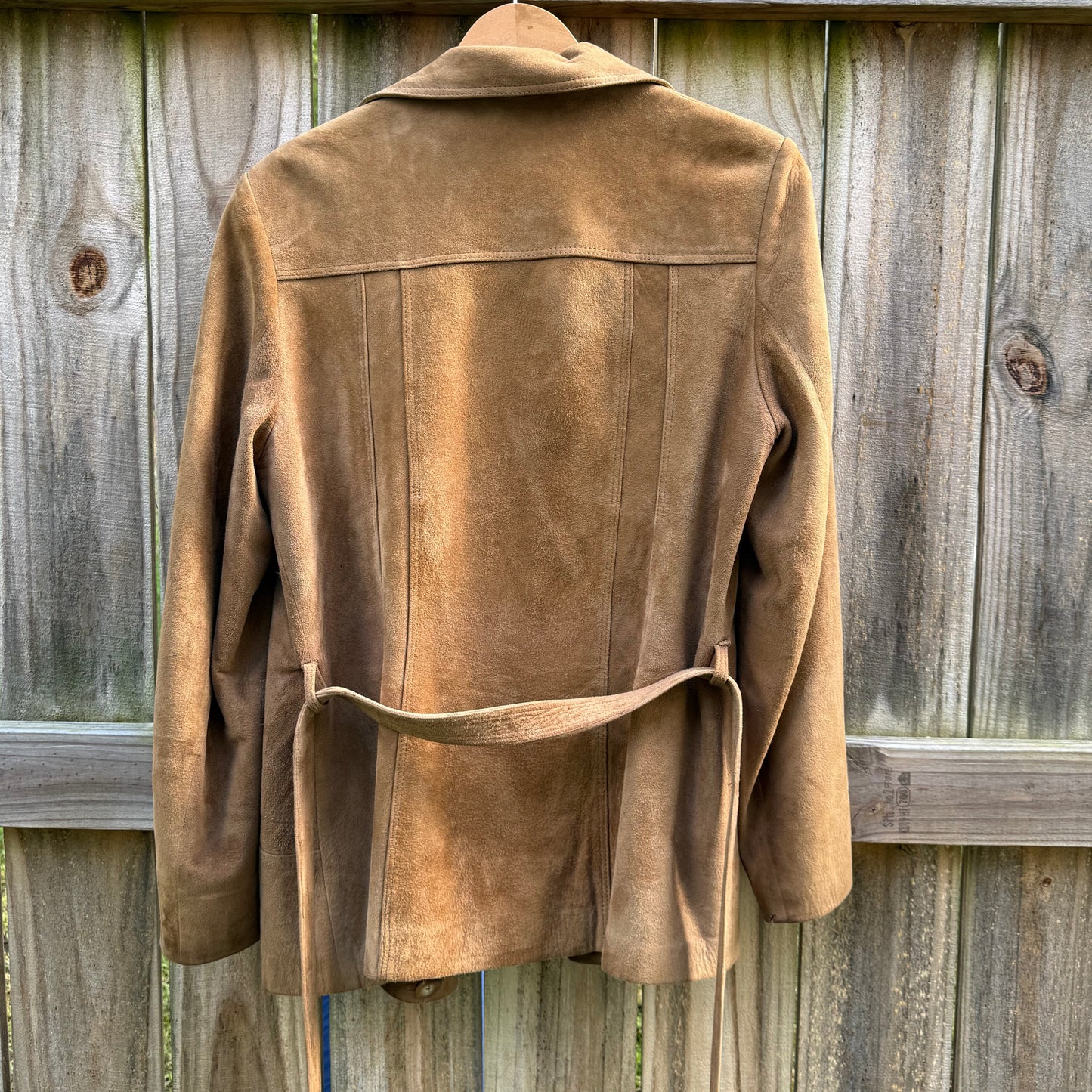Vintage Zerimar Suede Jacket Tobacco Brown Belted Leather Jacket Size M