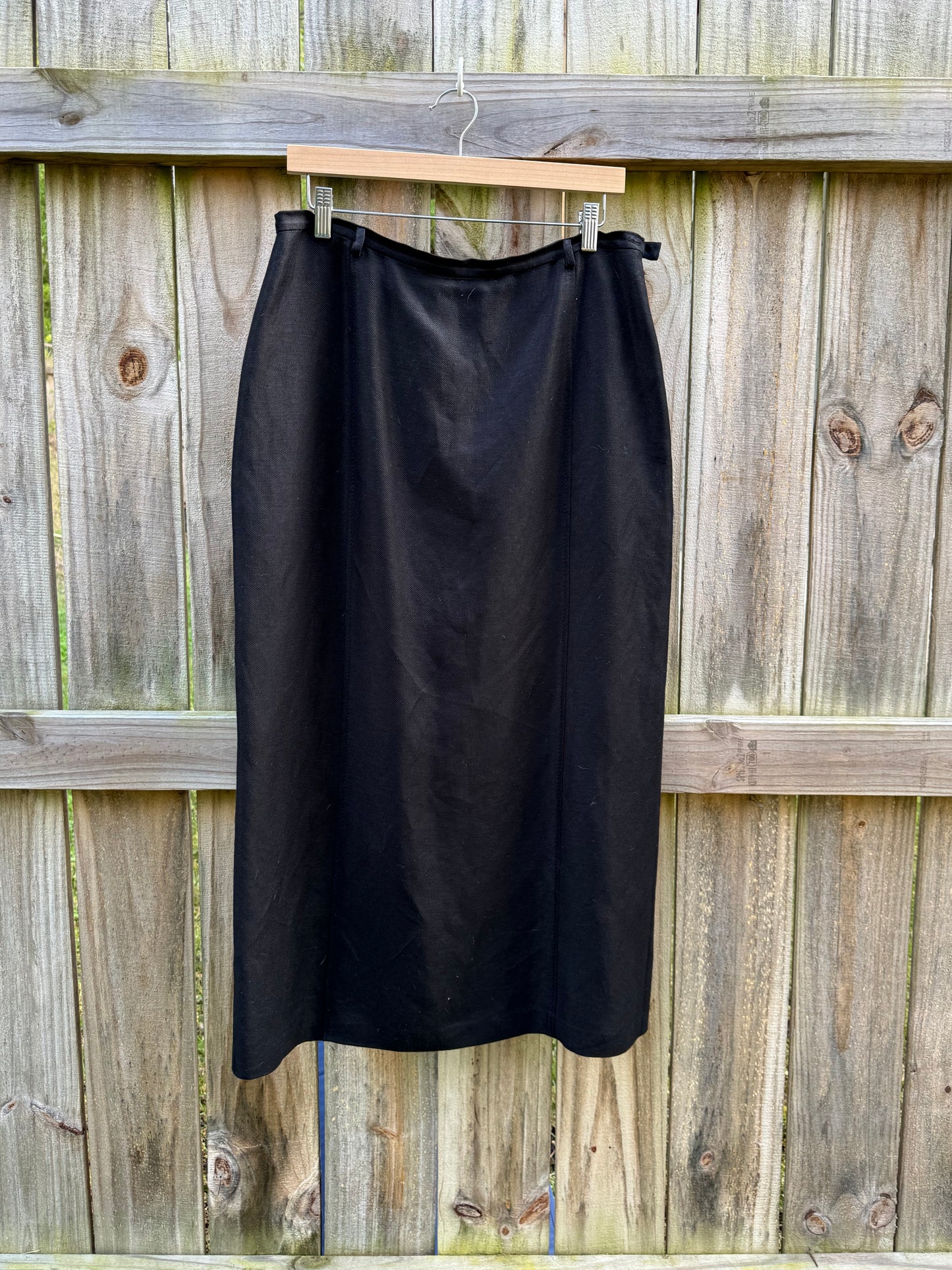 Liz Claiborne Collection Vintage Linen Blend Black Low-Slung Maxi Skirt Small