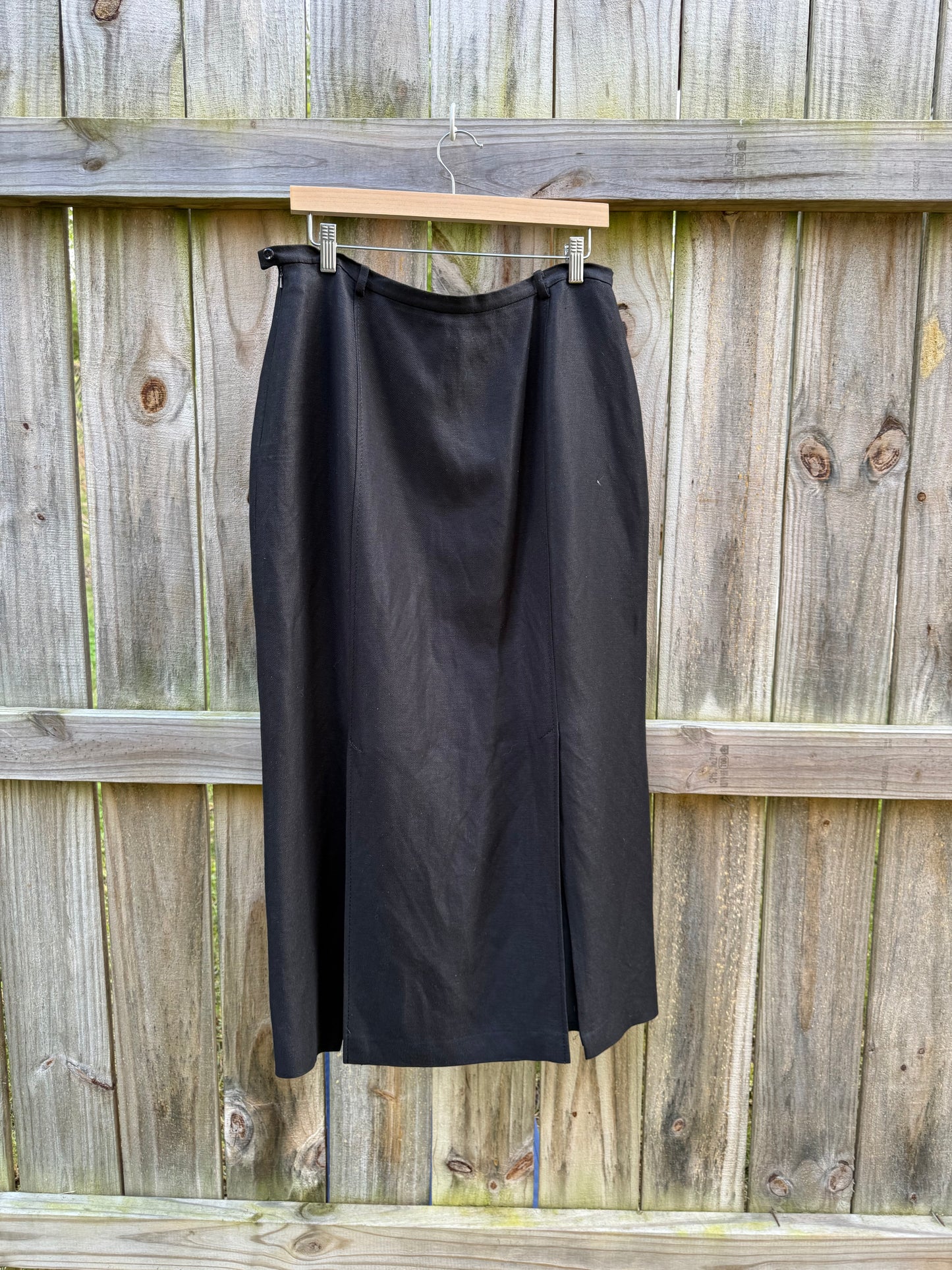 Liz Claiborne Collection Vintage Linen Blend Black Low-Slung Maxi Skirt Small