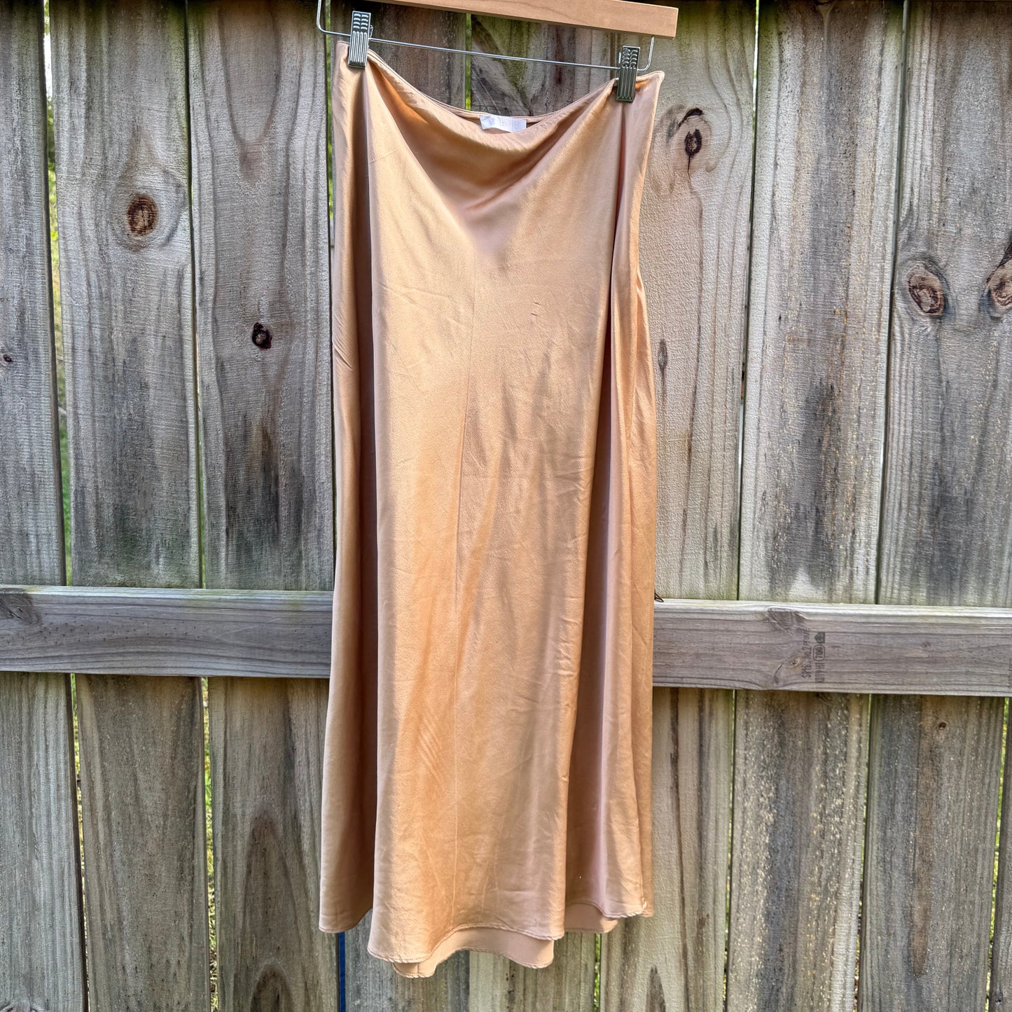 Sablyn Satin Bias Cut Maxi Slip Skirt Champagne Neutral Minimalist Medium