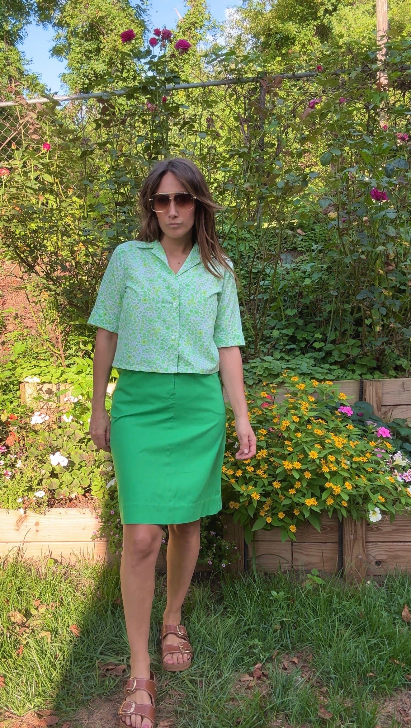 Vintage Ann Michelle Kelly Green Tailored Skirt