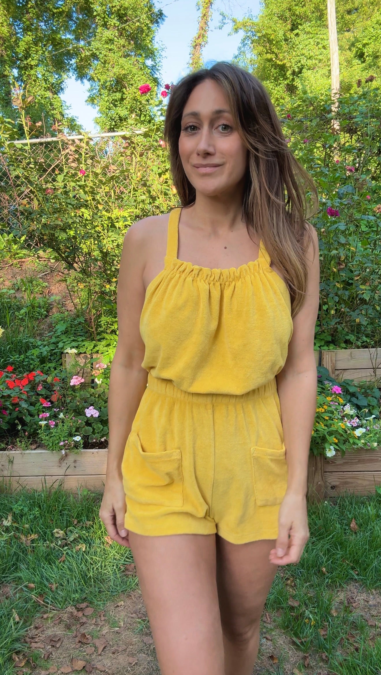 Terrycloth Yellow Halter Romper