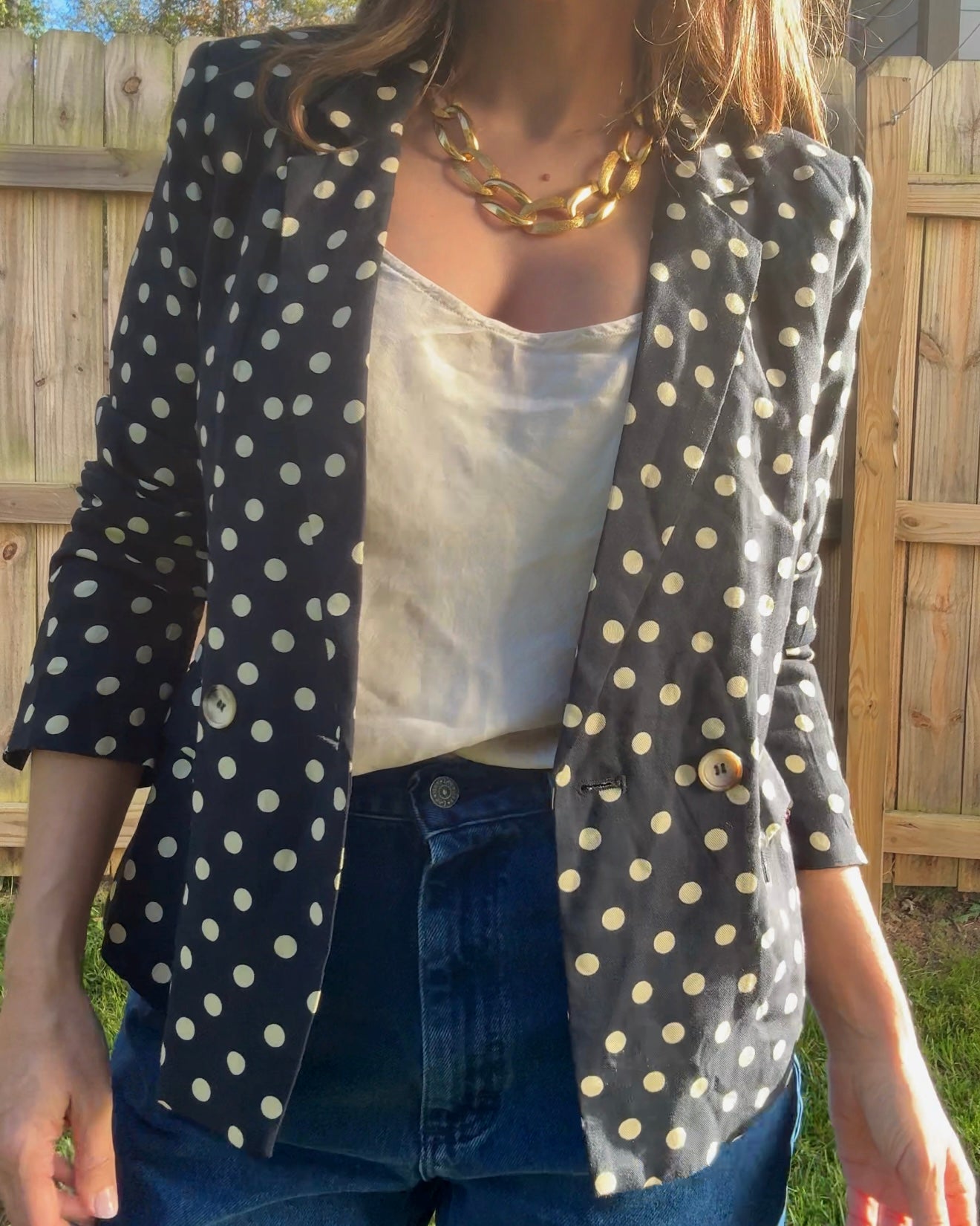 FRNCH Paris Polka Dot Blaze / Navy & Cream/  Parisian Street Style