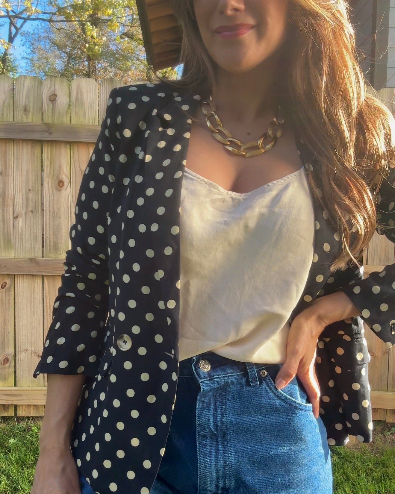FRNCH Paris Polka Dot Blaze / Navy & Cream/  Parisian Street Style