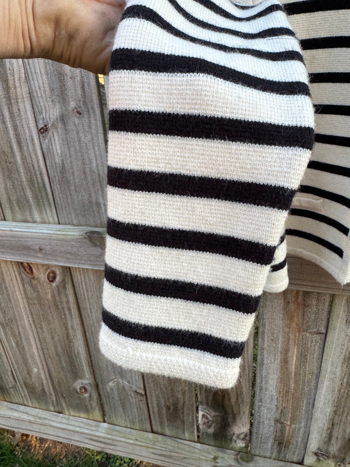 Striped Wool Blend Sailor Cardigan Fisherman core Navy Cream