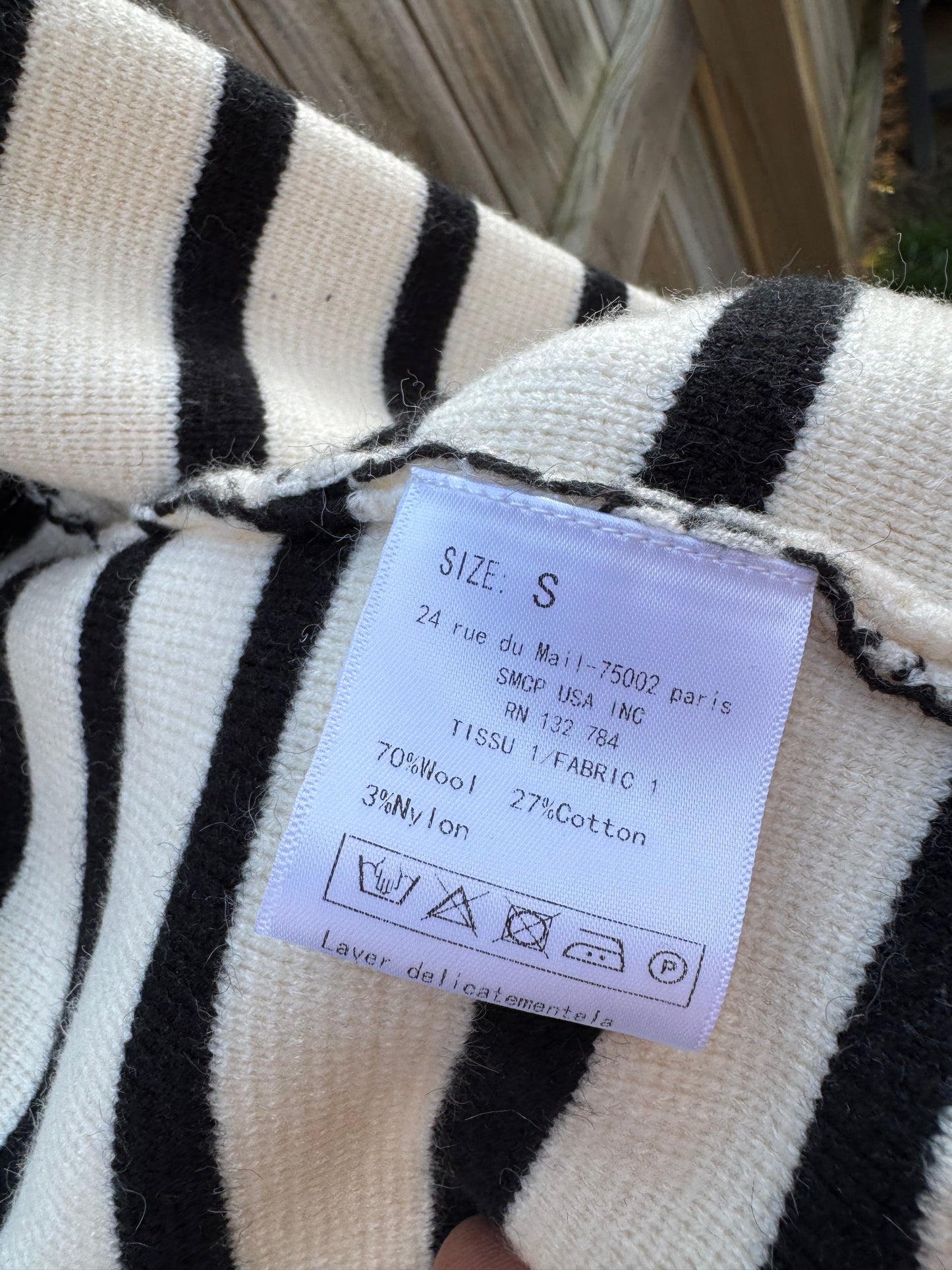 Striped Wool Blend Sailor Cardigan Fisherman core Navy Cream