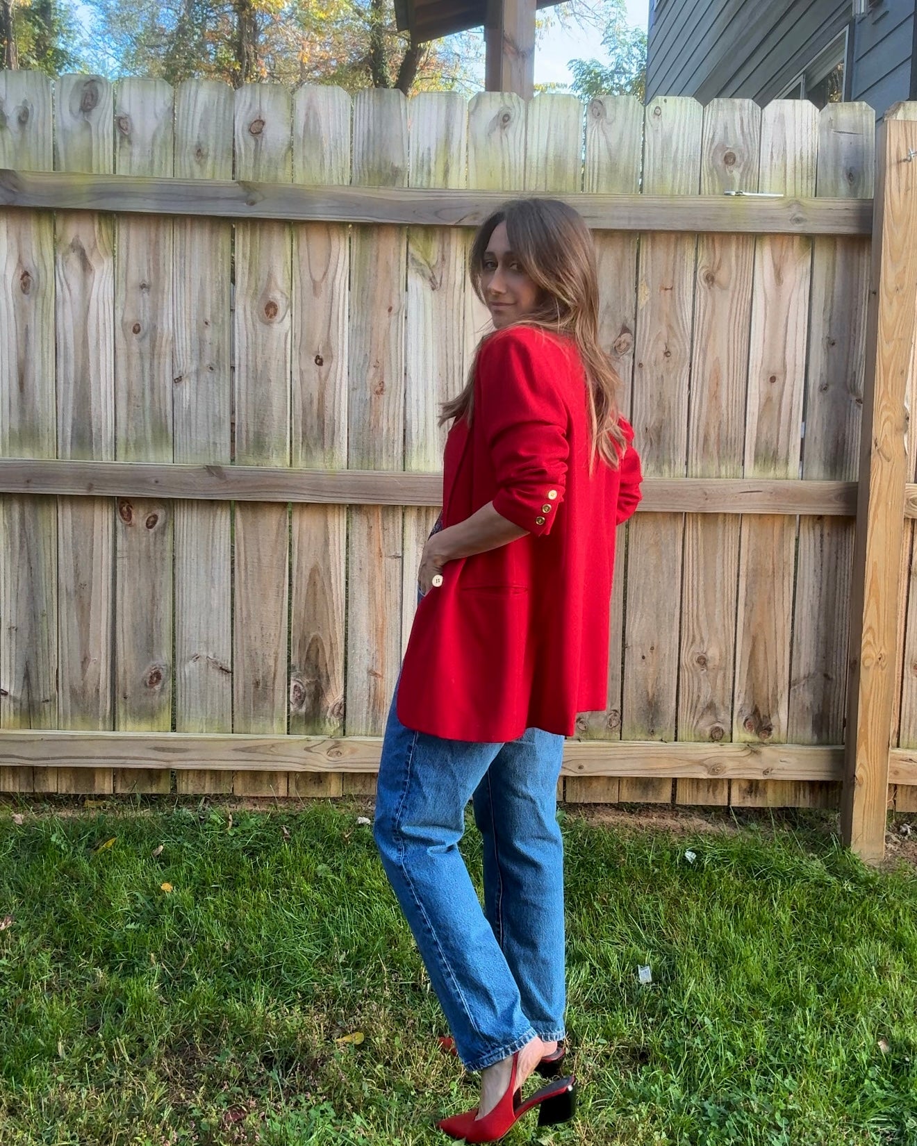 Vintage Scarlet Red Wool Power Blazer