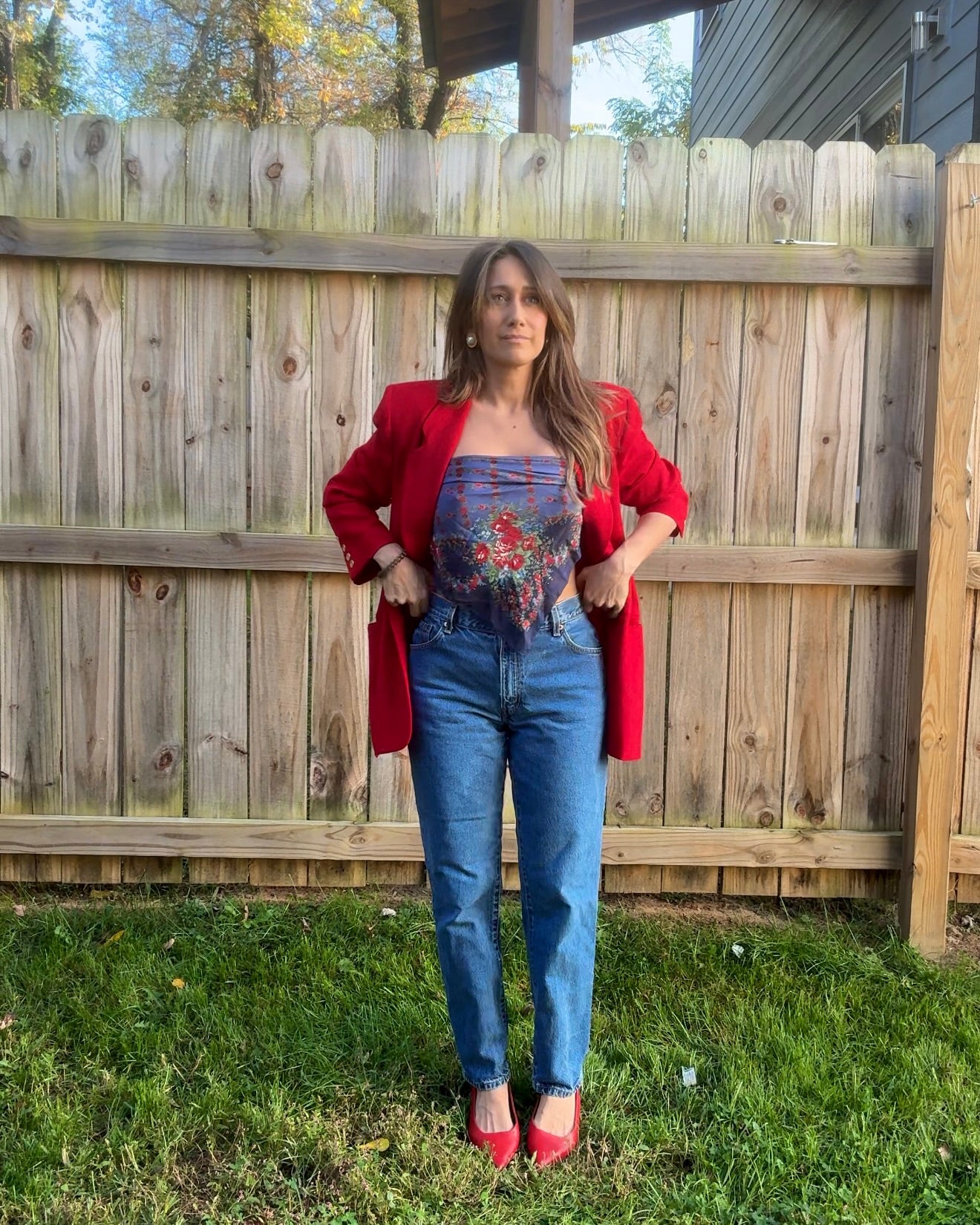 Vintage Scarlet Red Wool Power Blazer
