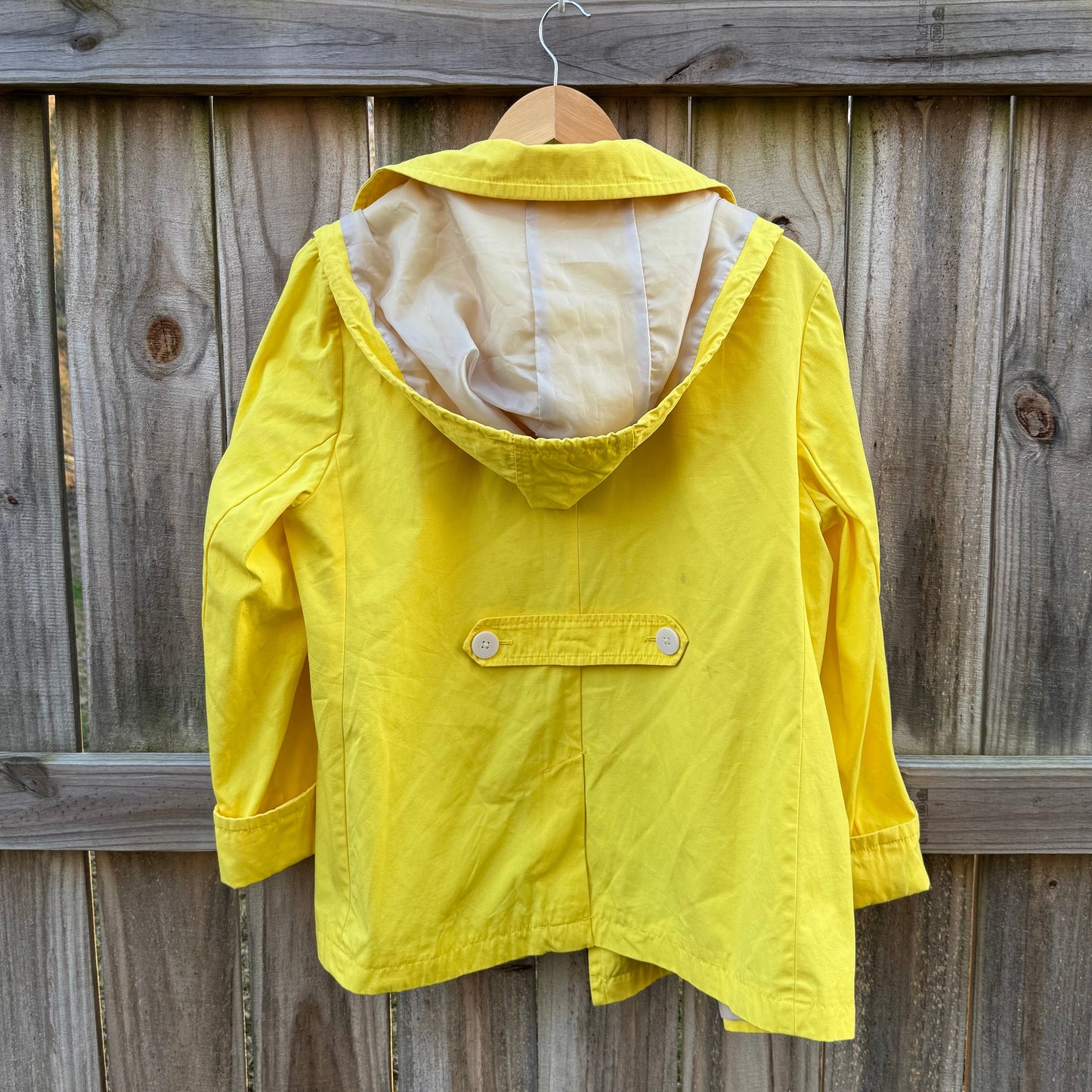 Vintage Yellow Raincoat / Hooded Fisherman Slicker Jacket