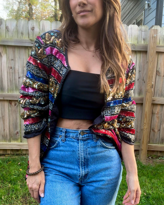 Vintage Silk Beaded Couture Jacket (80s/90s Runway Energy)