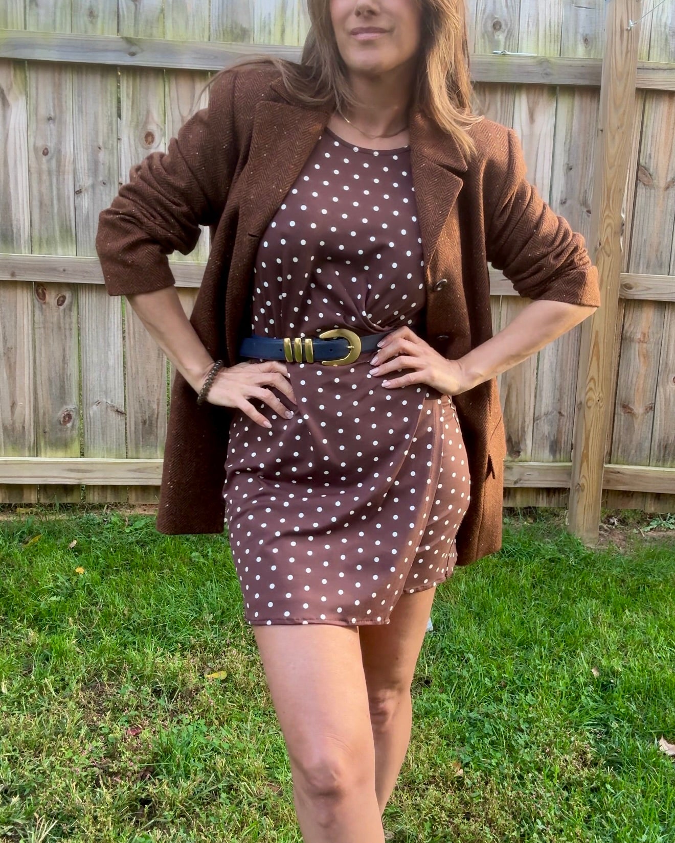 Reworked Vintage Cocoa Polka Dot Micro Mini