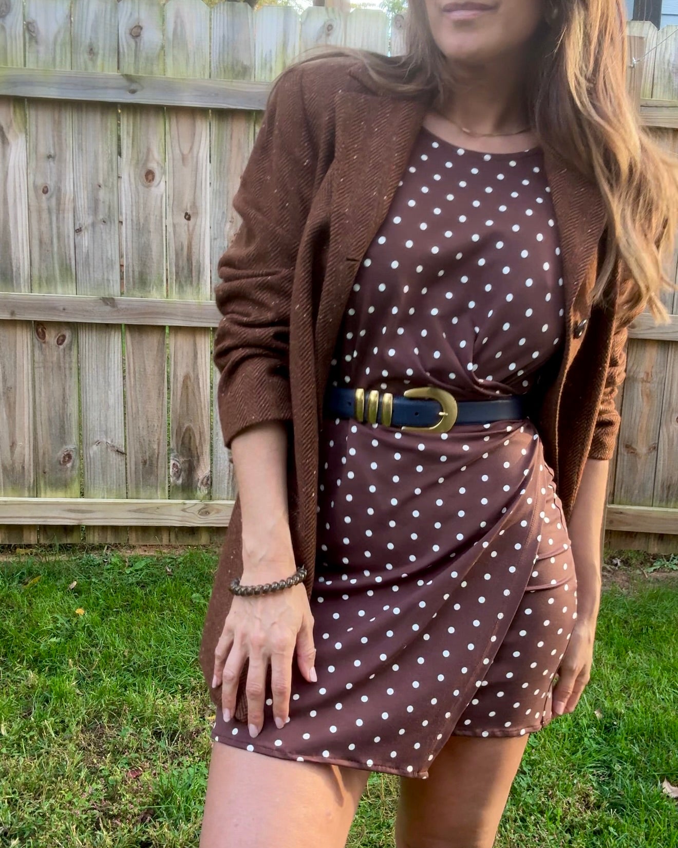 Reworked Vintage Cocoa Polka Dot Micro Mini