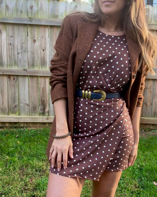 Reworked Vintage Cocoa Polka Dot Micro Mini