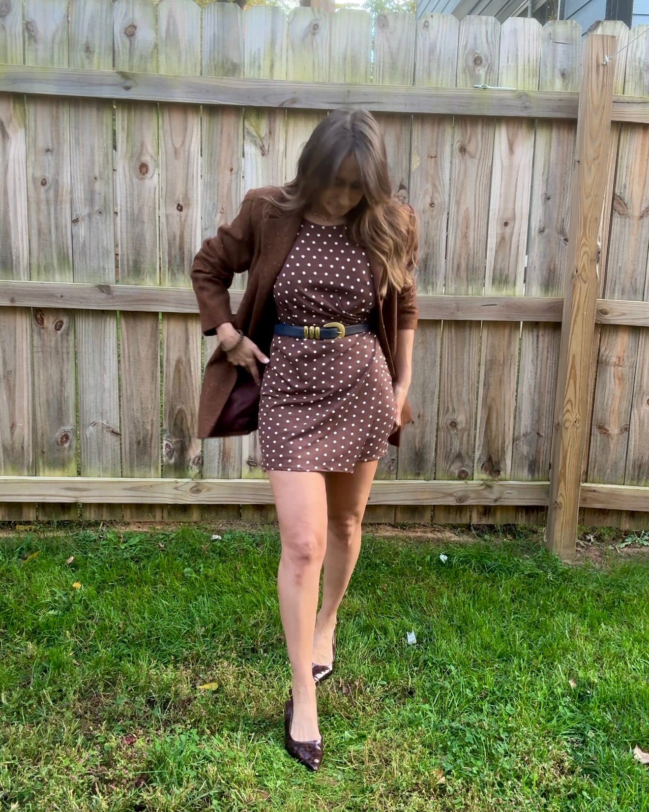 Reworked Vintage Cocoa Polka Dot Micro Mini