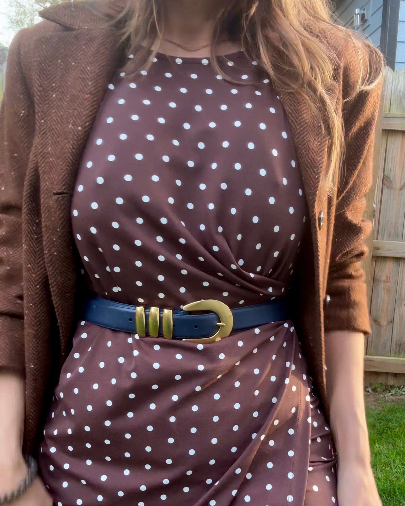 Reworked Vintage Cocoa Polka Dot Micro Mini