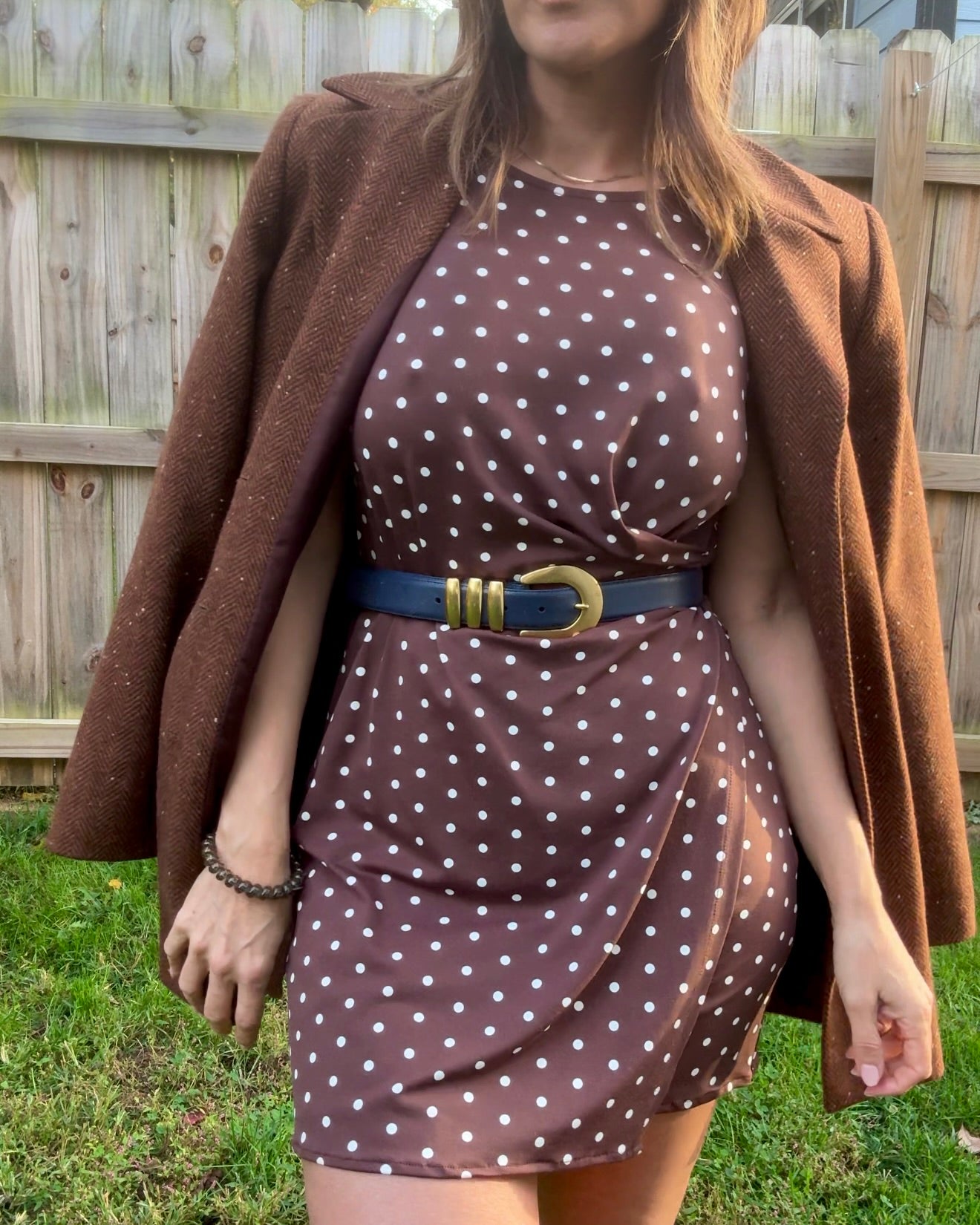Reworked Vintage Cocoa Polka Dot Micro Mini