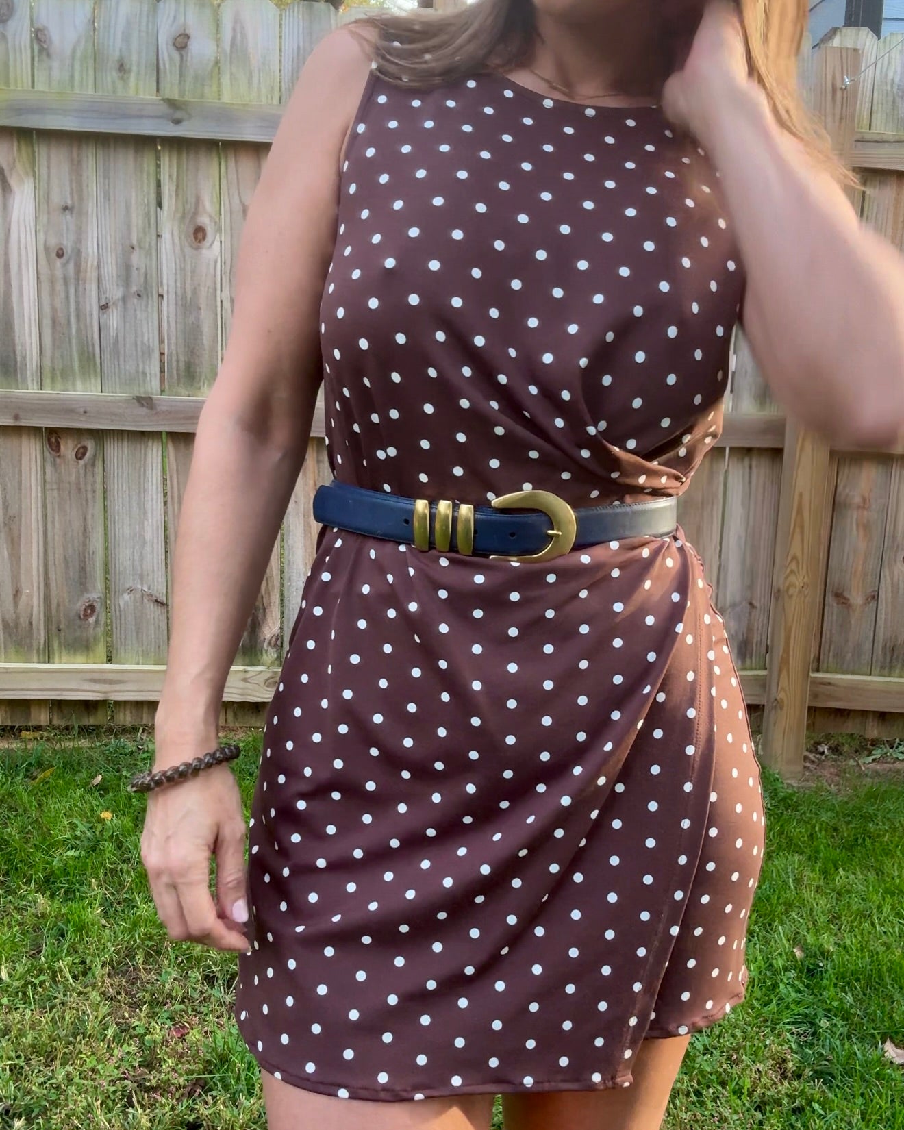 Vintage Liz Claiborne Leather Belt with Sculptural Gold Buckle