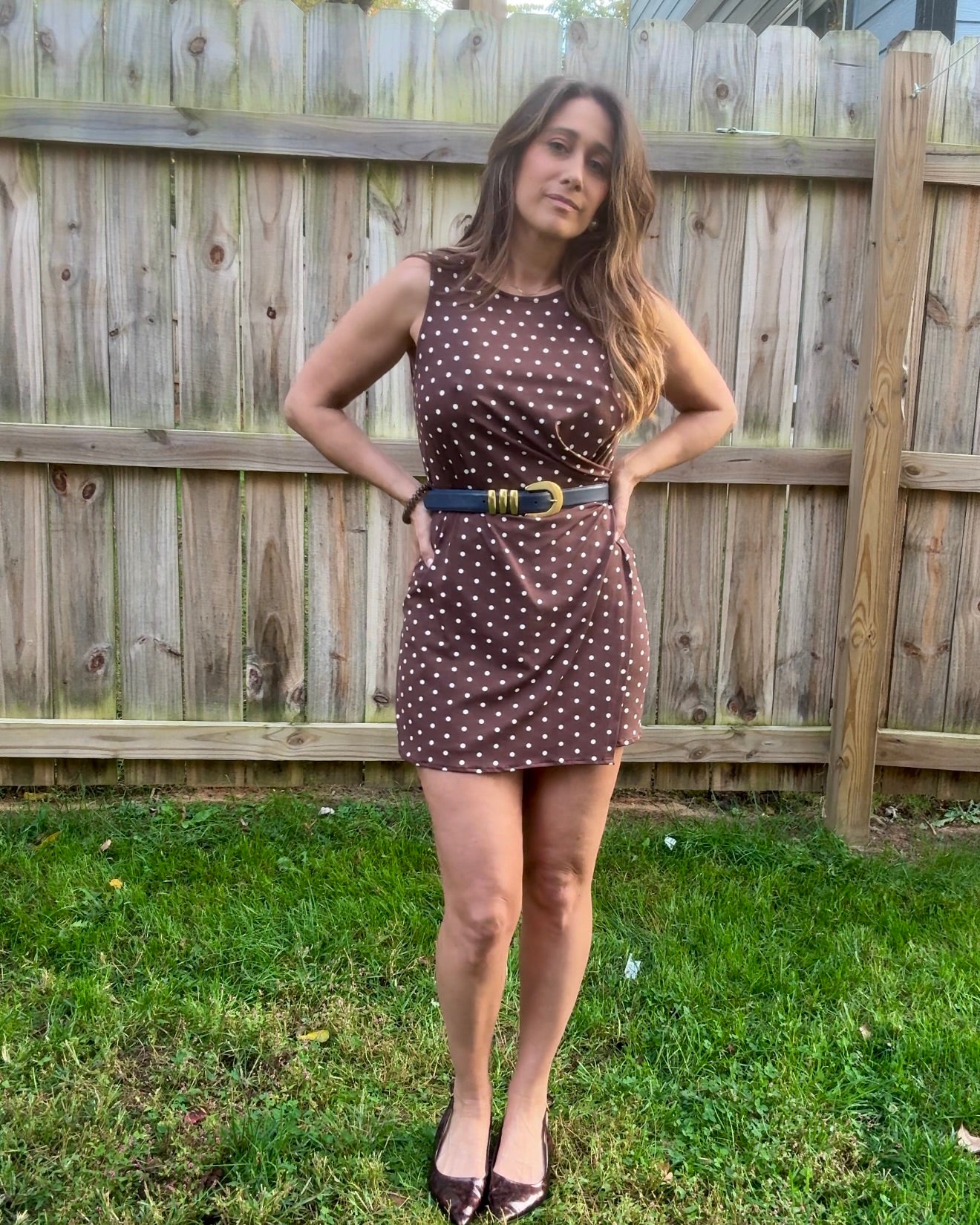 Reworked Vintage Cocoa Polka Dot Micro Mini