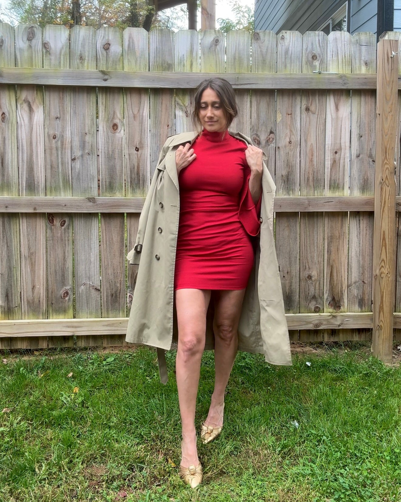 Y2K Vintage Red Bell Sleeve Dress Bodycon Date Night