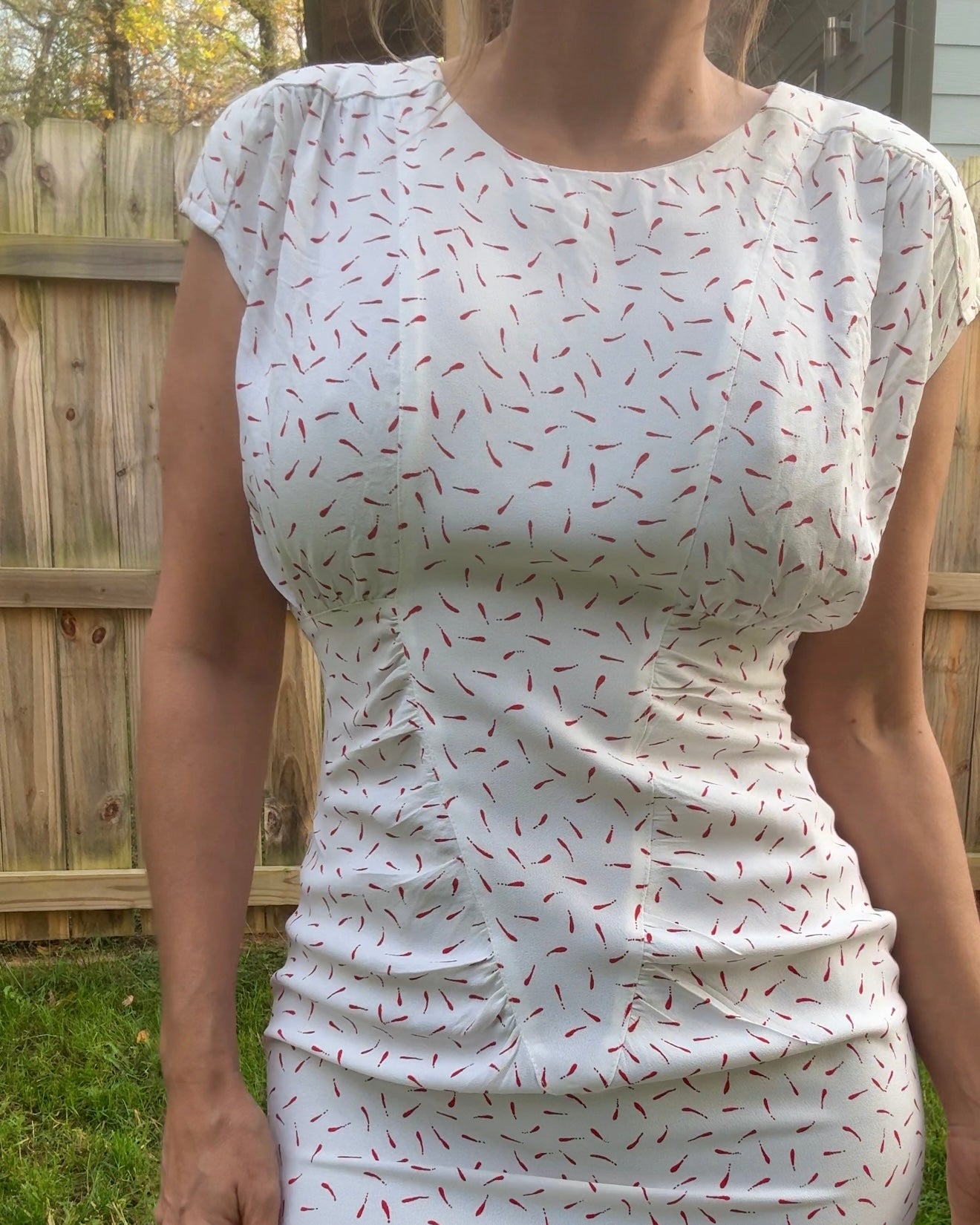 Reworked 1980s Vintage Abstract Red Print Dress