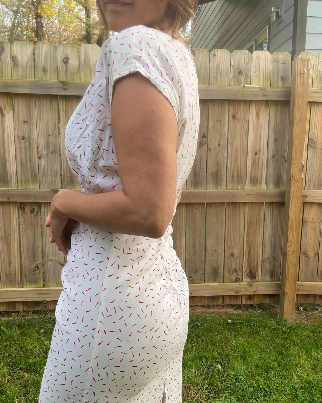 Reworked 1980s Vintage Abstract Red Print Dress