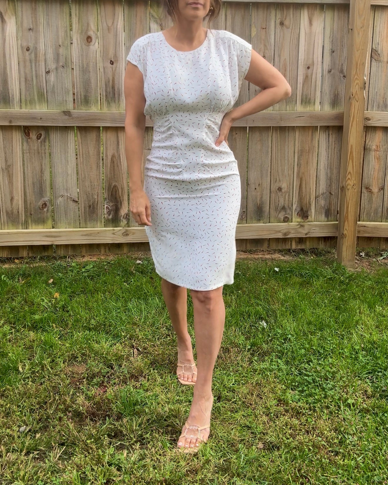 Reworked 1980s Vintage Abstract Red Print Dress