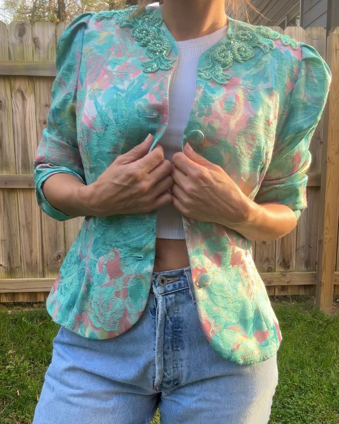 Reworked Vintage Beaded Brocade Jacket — One of a Kind