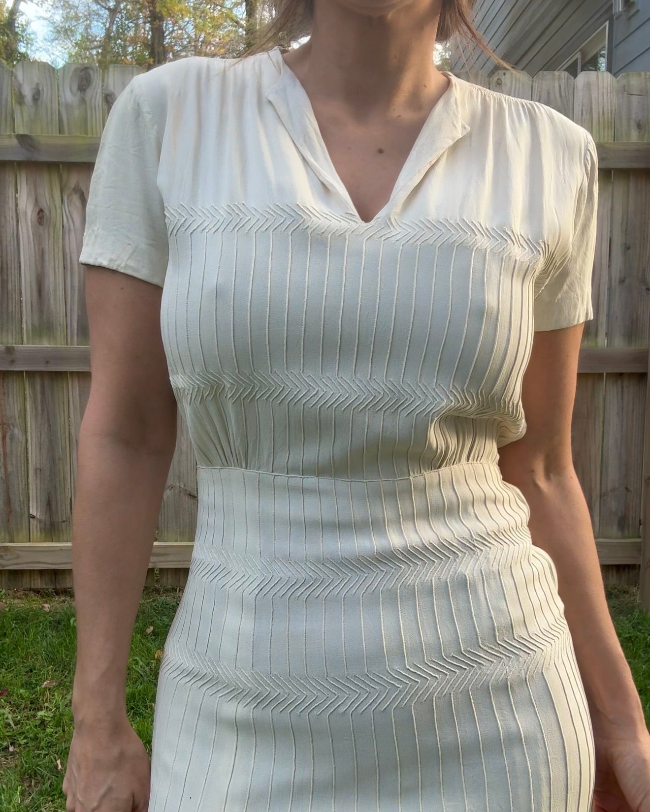 Vintage Cream Midi Dress — Quiet Luxury Minimal Romantic