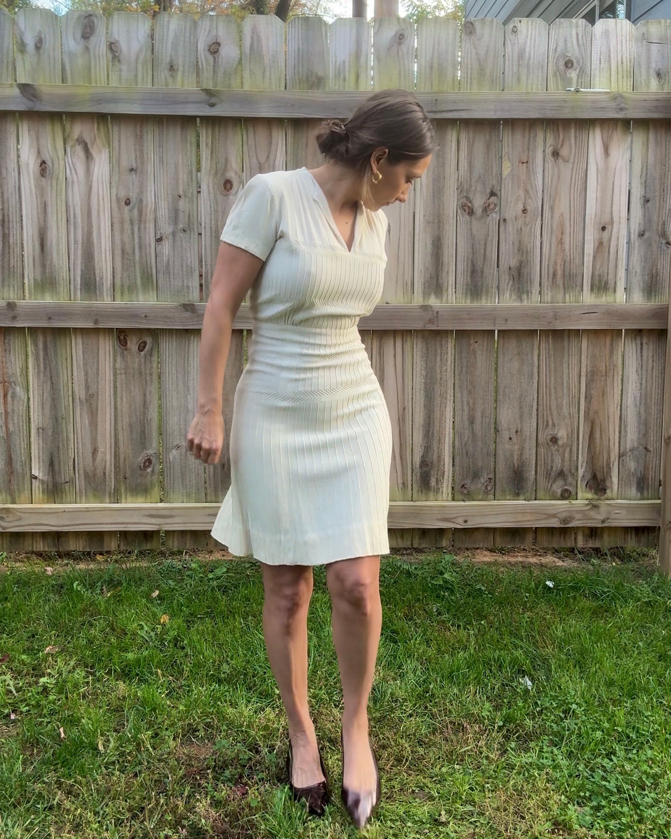 Vintage Cream Midi Dress — Quiet Luxury Minimal Romantic