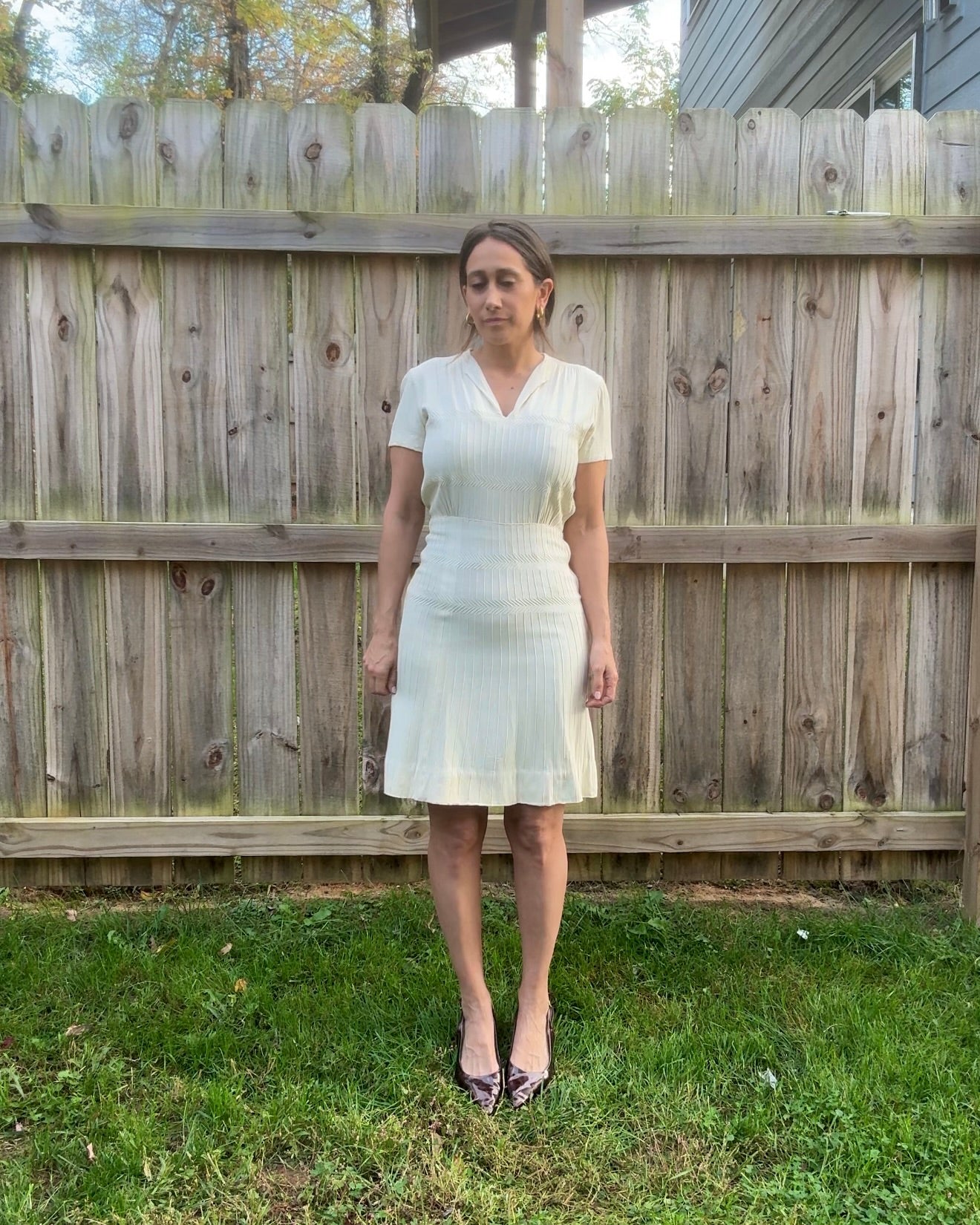 Vintage Cream Midi Dress — Quiet Luxury Minimal Romantic