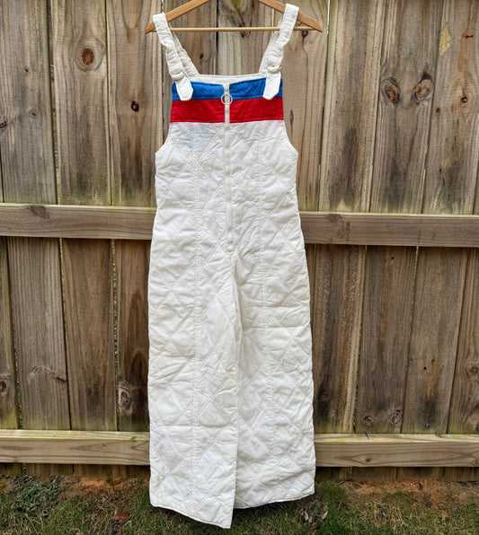 Vintage Quilted Ski Bib Overalls 70s 80s