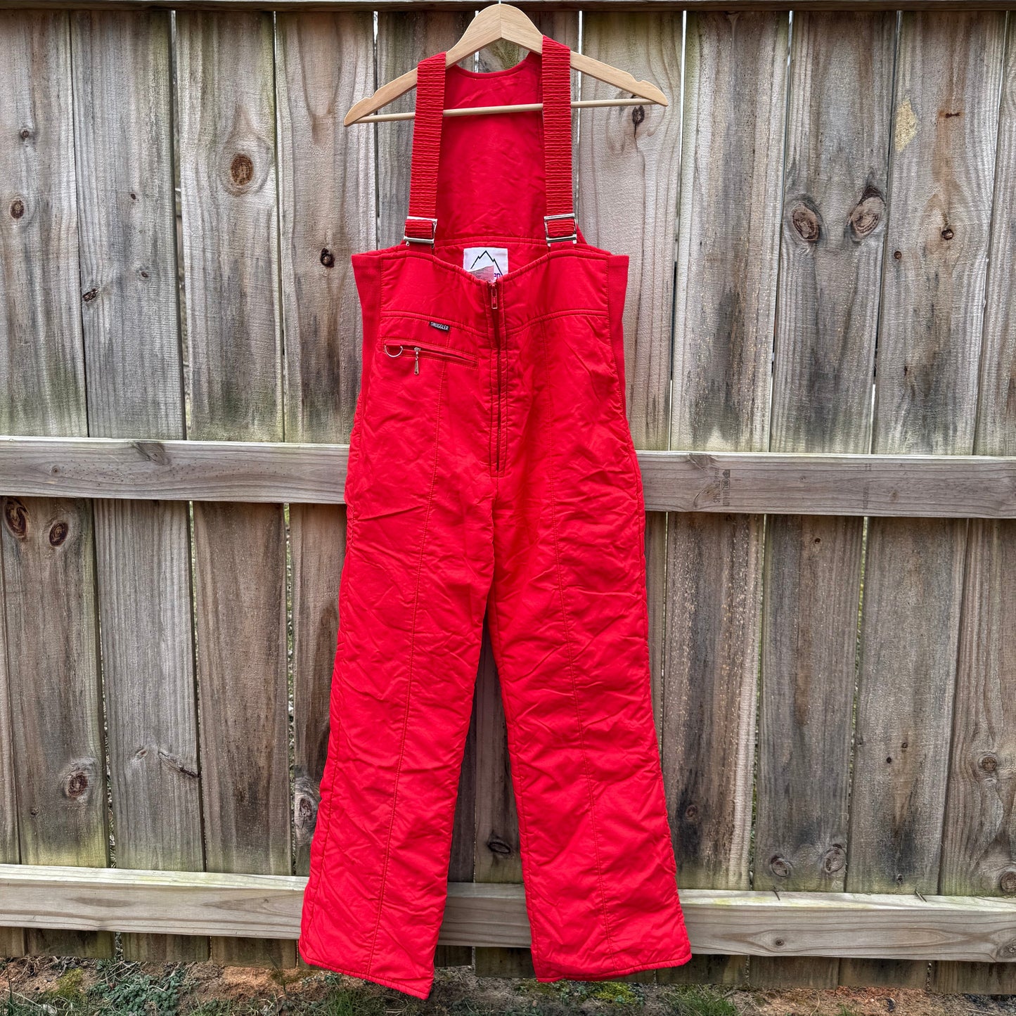 Vintage Red Quilted Ski Bib Overalls 70s 80s