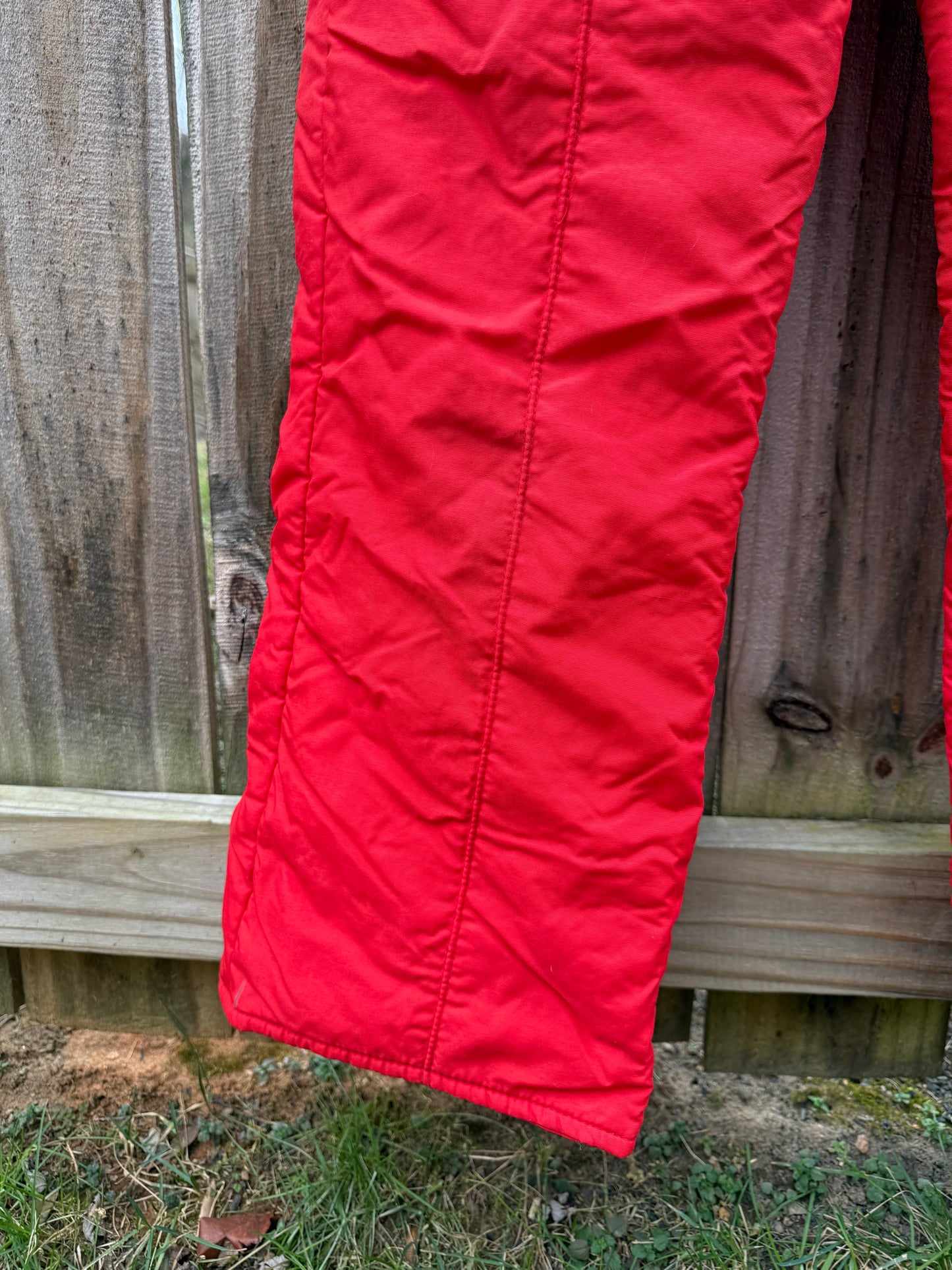 Vintage Red Quilted Ski Bib Overalls 70s 80s