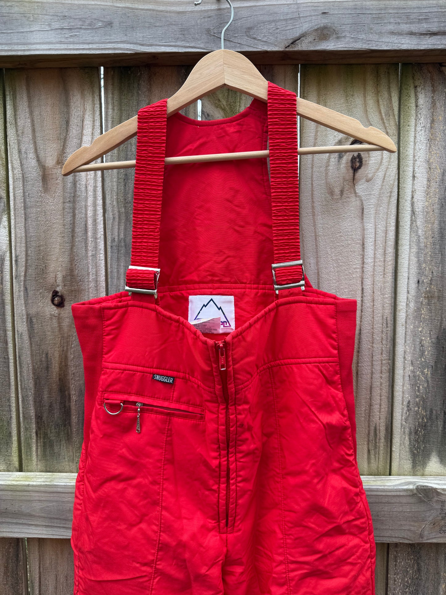 Vintage Red Quilted Ski Bib Overalls 70s 80s