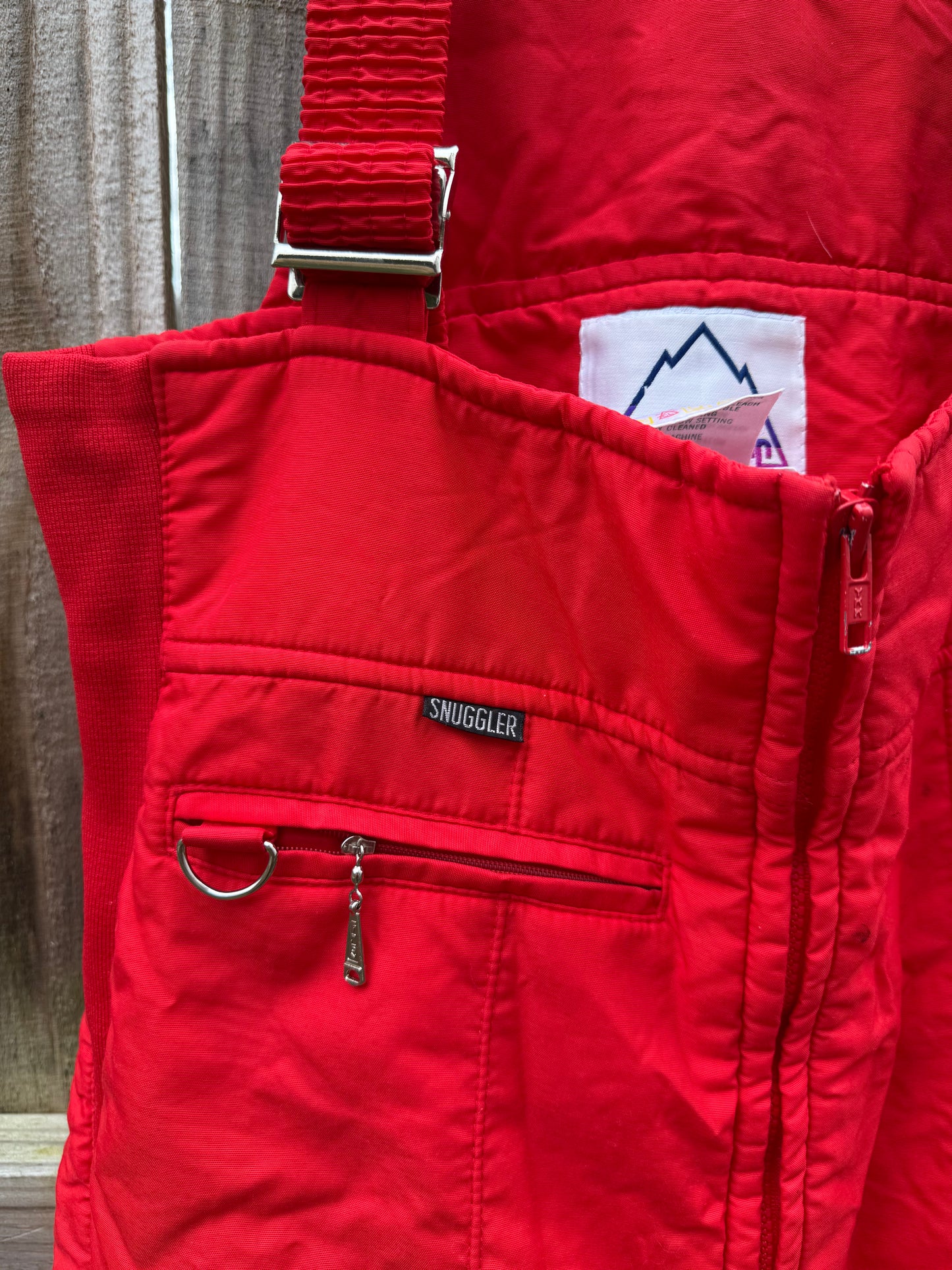 Vintage Red Quilted Ski Bib Overalls 70s 80s
