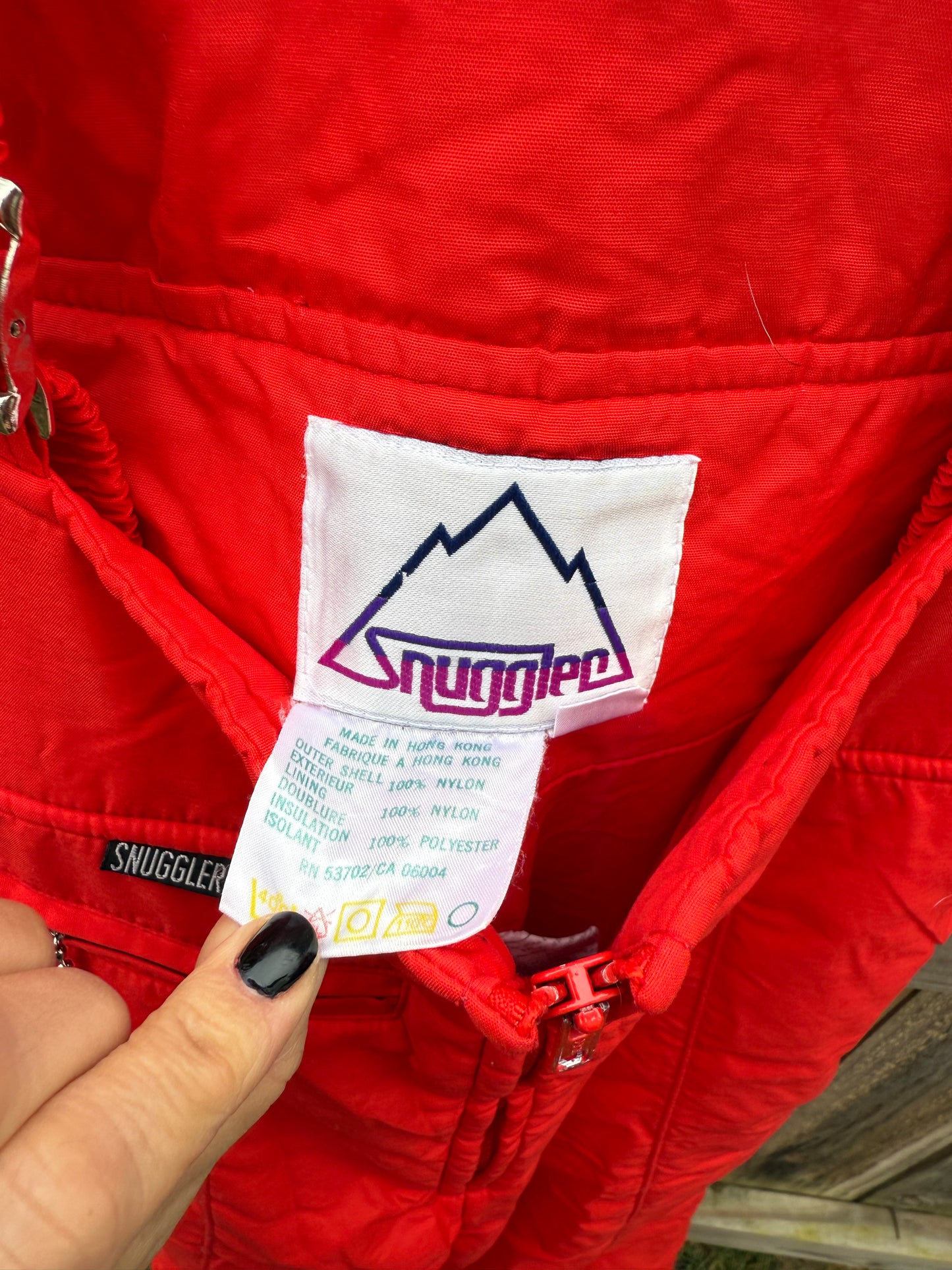 Vintage Red Quilted Ski Bib Overalls 70s 80s