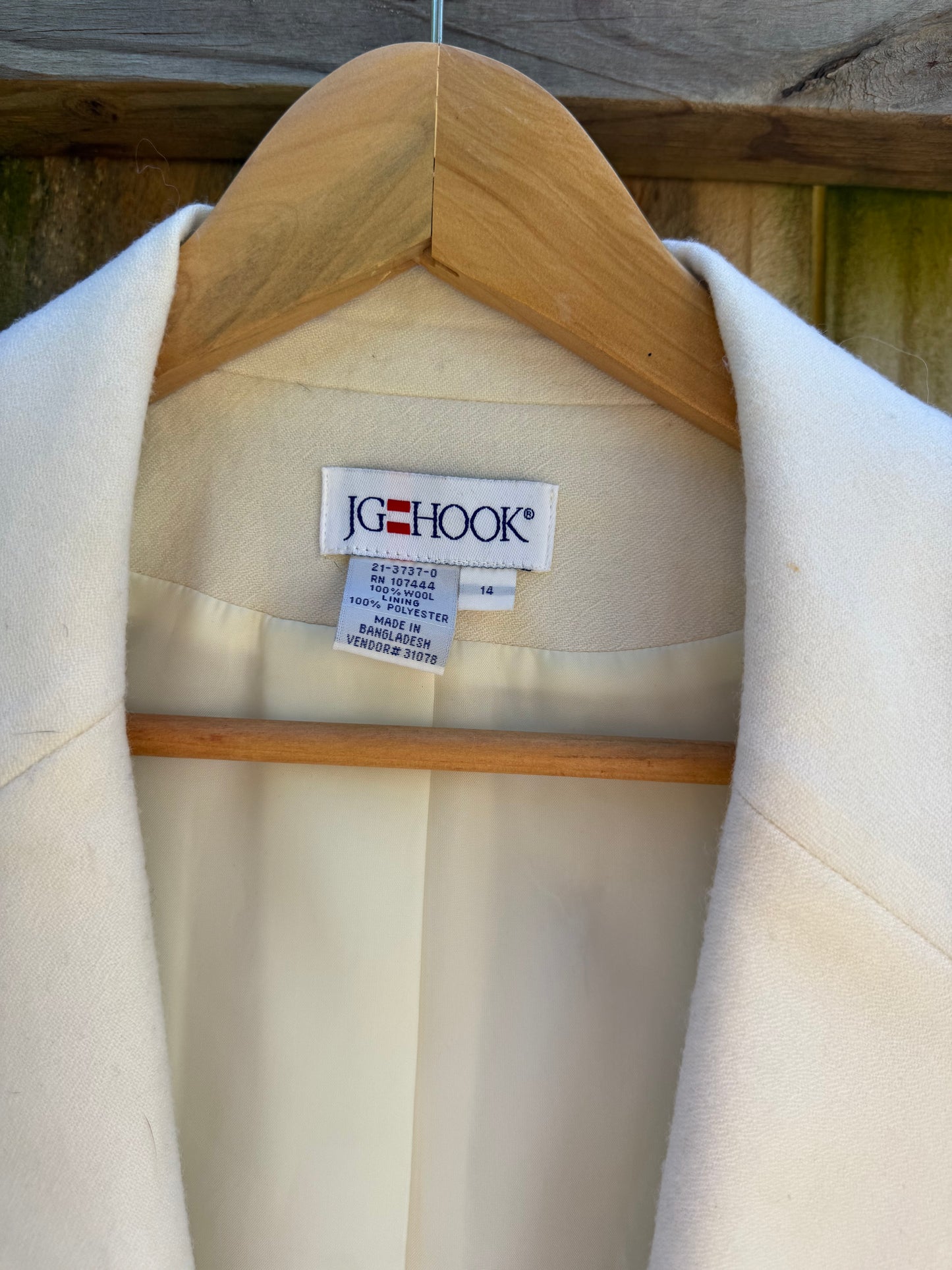 Vintage JG Hook Cream Wool Blazer